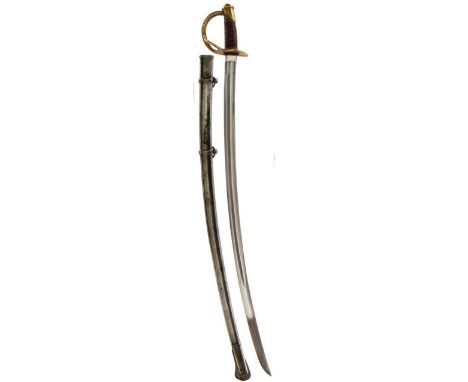 AN AMERICAN CIVIL WAR PERIOD CAVALRY TROOPER'S SWORD, 89cm clean blade by Charles Hammond, regulation brass hilt, one side ba