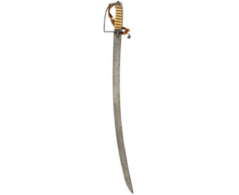 A LATE 18TH CENTURY OFFICER'S SWORD, 68.5cm blade etched with stands of arms and celestial imagery, characteristic hilt with 