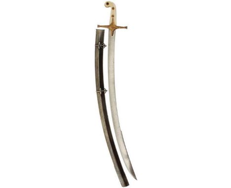 A RARE REGIMENTAL PATTERN OFFICER'S MAMELUKE TO THE 19TH LANCERS, 79cm clean clipped back blade etched with scrolling foliage