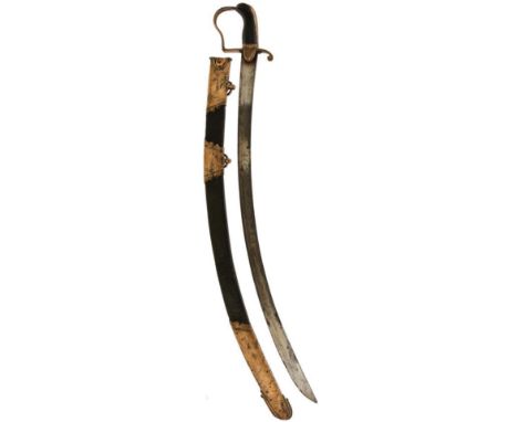 A GEORGIAN VOLUNTEER OFFICER'S SABRE OF 1796 TYPE, 82cm curved blade with traces of etched Royal arms and scrolling foliage, 