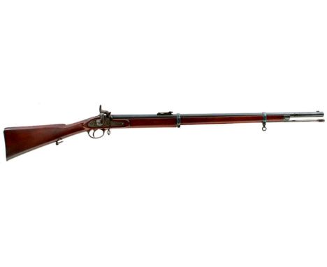 AN 1856 PATTERN TWO-BAND ENFIELD SHORT RIFLE, 33inch sighted barrel fitted with ramp and ladder rear sights, border engraved 