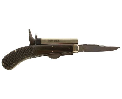 A .32 RIMFIRE UNWIN &amp; RODGERS KNIFE PISTOL, 3inch sighted white metal barrel stamped with the manufacturer's details to o