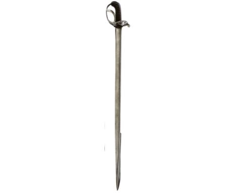 A 1796 PATTERN HEAVY CAVALRY OFFICER'S LADDER HILT SWORD, 91.5cm pipe-backed blade with quill tip, regulation pierced steel h