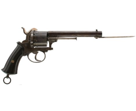 AN 11MM SIX-SHOT PINFIRE BAYONET REVOLVER, 5.75inch sighted octagonal barrel, plain cylinder with Belgian proofs, plain frame