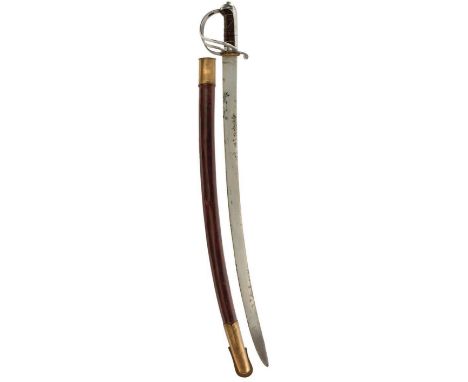 AN INDIAN ARMY VICTORIAN CAVALRY TROOPER'S SABRE, 80cm curved blade, regulation steel stirrup three-bar hilt, wire bound wood