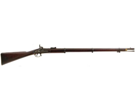 A .577 CALIBRE 1853 PATTERN THREE-BAND PERCUSSION ENFIELD RIFLE, 39inch sighted barrel fitted with ramp and ladder rear sight