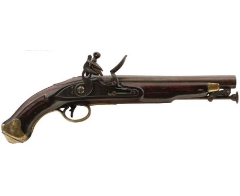 A .650 CALIBRE FLINTLOCK NEW LAND PATTERN SERVICE PISTOL, 9inch barrel, flat lock stamped with a crown over GR and TOWER acro