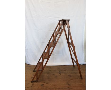 A French railway ladder with five steps, stamped S.N.C.F to one upright.  Est £20-40