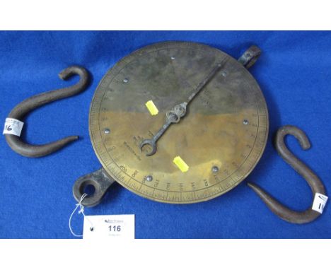 Large set of Salters class 3 brass hanging scales with iron hooks.(B.P. 24% incl. VAT)