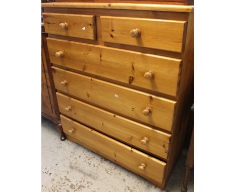 Modern natural pine straight front chest of two short and four long drawers, on bracket feet.(B.P. 24% incl. VAT)