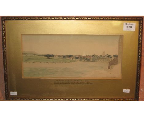 After H.G. Baden-Powell, 'Mary Street, Cardiff, 1840', showing damage done by flooding river Taff, print.  Framed and glazed.