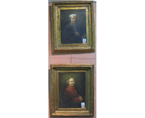 Two reproduction portrait studies of Rembrandt on panels, gilt frames. (2)(B.P. 24% incl. VAT)