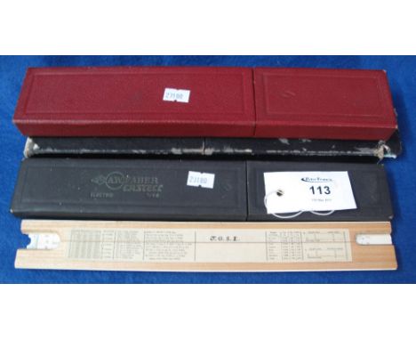 Group of vintage wooden and other slide rules in original slip A.W. Faber Castell PLC and others. (3)(B.P. 24% incl. VAT)