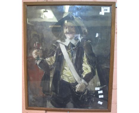 William Fulton Brown, (British, 1873-1965), portrait of a cavalier, watercolours.  Framed.(B.P. 24% incl. VAT)