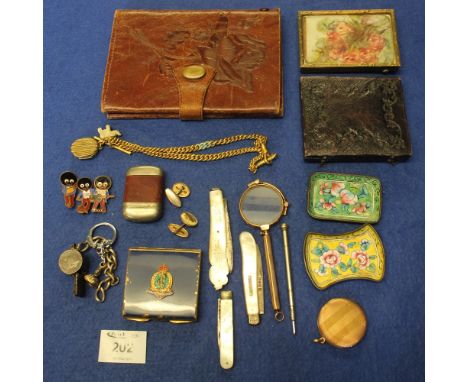 Collection of oddments including ambrotype Union cased portrait of a little girl; silver bladed fruit knives; odd jewellery i