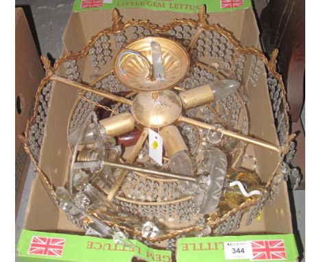 Modern gilded chandelier together with another smaller chandelier with spandrels etc. (2)(B.P. 24% incl. VAT)