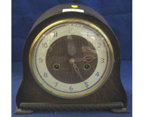 Mid Century Smith's oak two train arch mantel clock.(B.P. 24% incl. VAT)