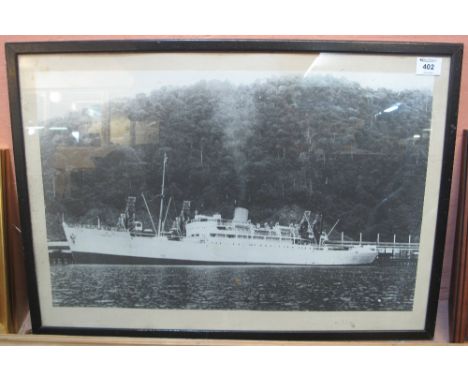 Vintage black and white large format photograph of the SS Matina.  Framed and glazed.(B.P. 24% incl. VAT)
