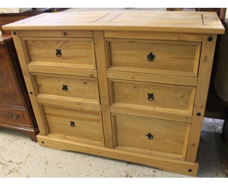Modern Mexican pine straight front chest of six drawers on bracket feet.(B.P. 24% incl. VAT)