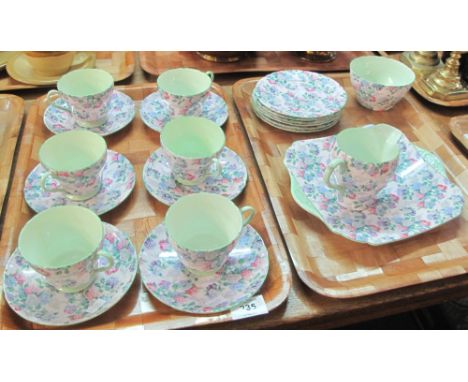 Twenty-one piece Shelley Fine Bone China 'Summer Glory' tea service, registration number: R13456. (B.P. 24% incl. VAT)   COND