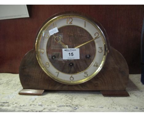 Mid 20th Century Juba three train mahogany arched mantel clock.(B.P. 24% incl. VAT)