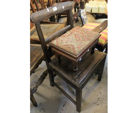 19th Century stained bar back farmhouse kitchen chair, together with another distressed Trafalgar backed chair and a stained 