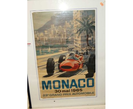 A reproduction poster print for the Monaco Grand Prix 1965, 60x40cm