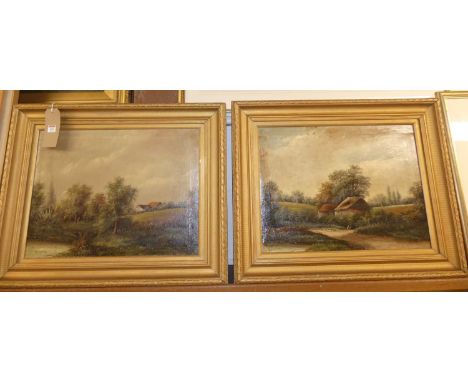 R Percy - Pair; Landscape scenes, oil on canvas, each signed lower left, 37 x 50cm