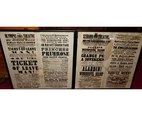 The Strand Theatre advertising poster print from Monday April 8th 1861, 50x50cm, in modern glazed frame; and one other for th