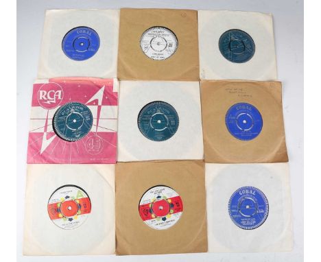 A collection of approximately forty-eight promo/demo single records, including 'Such A Night' and 'Do The Clam' by Elvis Pres