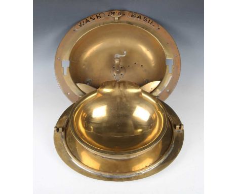 A James Beresford &amp; Sons Birmingham brass wall mounted drop-down wash basin, patent No. 3857, probably from onboard ship 