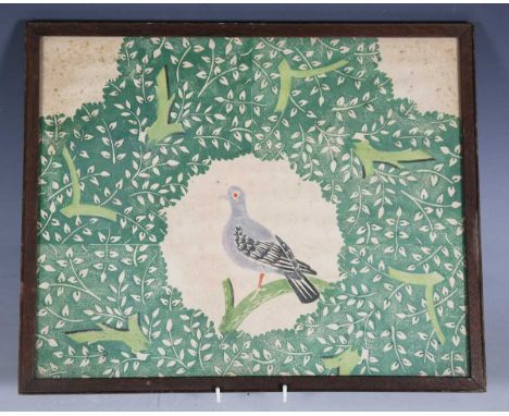 Edward Bawden (1903-1989) - Pigeon perched on a Branch within a Surround of Foliage, linocut, signed, dated and inscribed in 