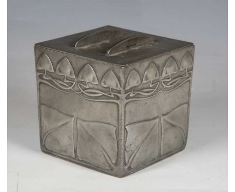 A Liberty &amp; Co 'Tudric' pewter biscuit box and cover, designed by Archibald Knox, model number '0237', stamped maker's ma