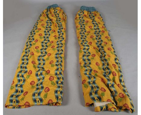 A pair of late 20th century Brunschwig &amp; Fils 'Grilly' pattern curtains, each curtain length 216cm, width at hem 260cm, l