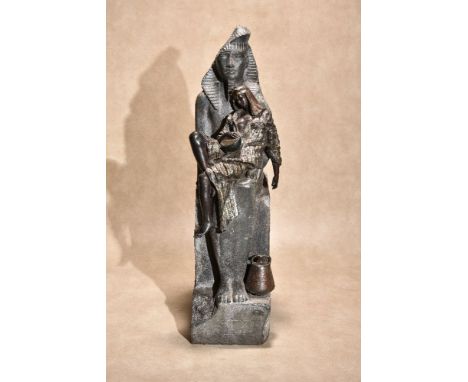 After Gaston Veuvenot-Leroux, (French, 1854 ~ 1942), an Egyptianesque cold painted spelter group, early 20th century, modelle
