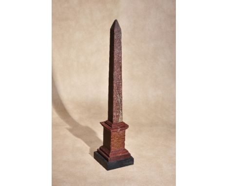 An Italian Grand Tour marmo rosso antico model of an obelisk, probably the Lateran Obelisk, second half 19th century, each of