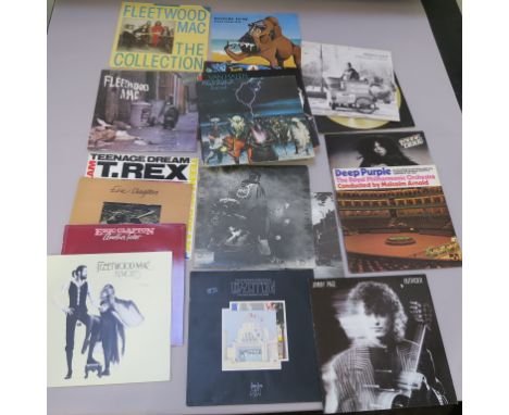 Collection of vinyl records including The Who Quadrophenia, Led Zeppelin, Jimmy Page, Deep Purple, T Rex, Steely Dan, Eric Cl