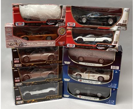 10 Motor Max 1/18 scale diecast model cars. All boxed.