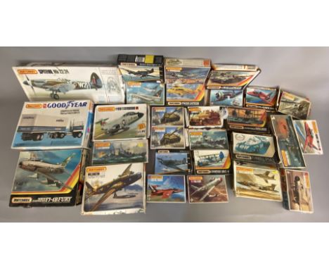 EX DEALER STOCK: 28x Matchbox model kits including military and aviation examples, various scales. All appear complete and un