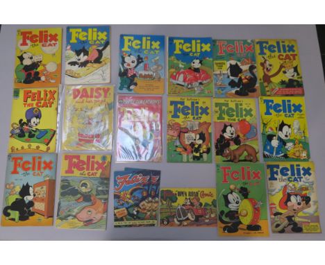 Felix the Cat collection of vintage comics including Toby Press 3D No 1 (with glasses), No 34 &amp; 46, Felix the Cat picture