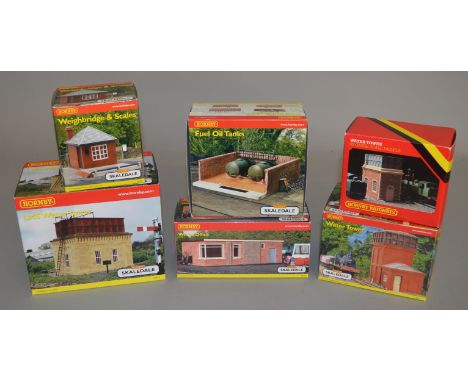 OO Gauge. 5 boxed models from the Hornby 'Skaledale' range including R.9733 Works Office, R.8588 Weighbridge &amp; Scales, R.
