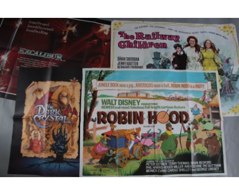Disney and family genre British Quad film posters titles include Robin Hood (Disney first release from 1973), Herbie goes Ban