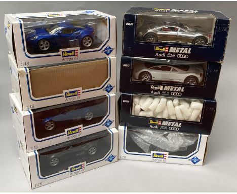 8 Revell 1/18 scale sports car models. All boxed.