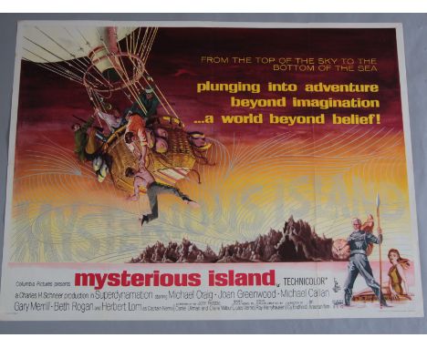 Mysterious Island original rare first release 1961 British Quad film poster based on the novel by Jules Verne with special ef