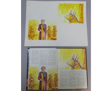 Doctor Who original finished comic artwork in ink and watercolour on artist board as used for page 6 and 7 in the BBC TV Doct