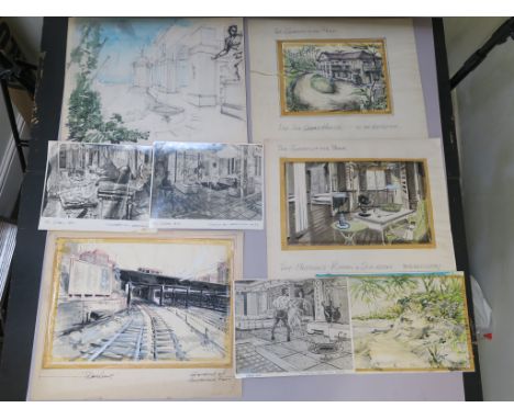 a large collection of original artwork including an original watercolour painting believed to be for the film "Darling" (1965