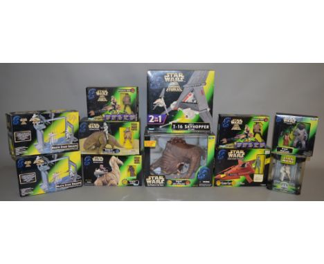 11x Kenner/Hasbro Star Wars Power of the Force boxed figures and vehicles.