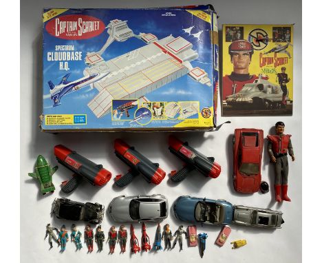 A quantity of Gerry Anderson related toys including&nbsp;a boxed Captain Scarlet Spectrum Cloudbase HQ. Together with 1:18 sc