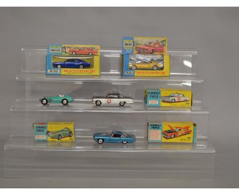 3 boxed Corgi Toys including 152S BRM, 237 Oldsmobile 'Sheriff' Car and 241 Ghia L.6.4. Together with Two boxed Matchbox diec