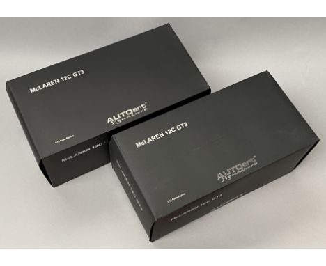 2 AutoArt Signature 1/18 scale McLaren 12C GT3 diecast model cars. Both boxed.CONDITION REPORT: one is sealed inside and has 